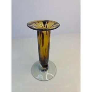 Tortoise/Amber Colored Hand Blown 6" Candle Holder/ Bud Vase Antique Art Deco